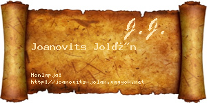 Joanovits Jolán névjegykártya